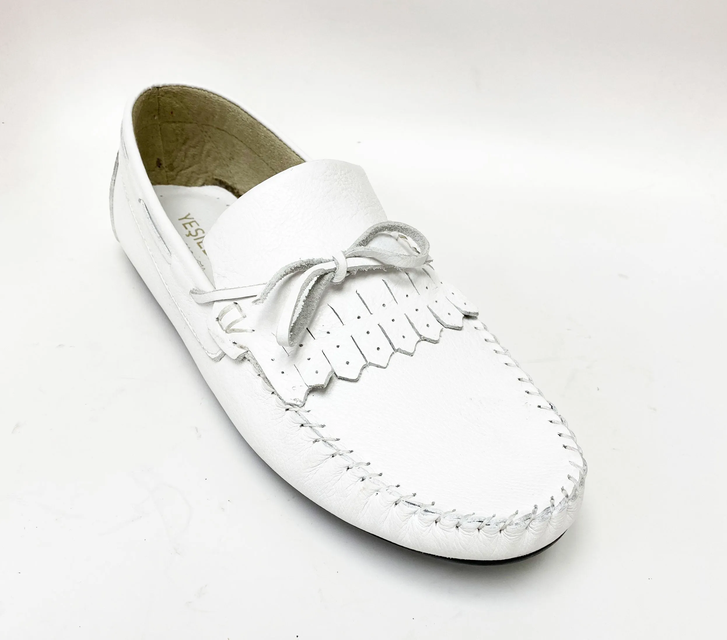 Maurice Supple Calfskin Slip-On Driving Moccasin White