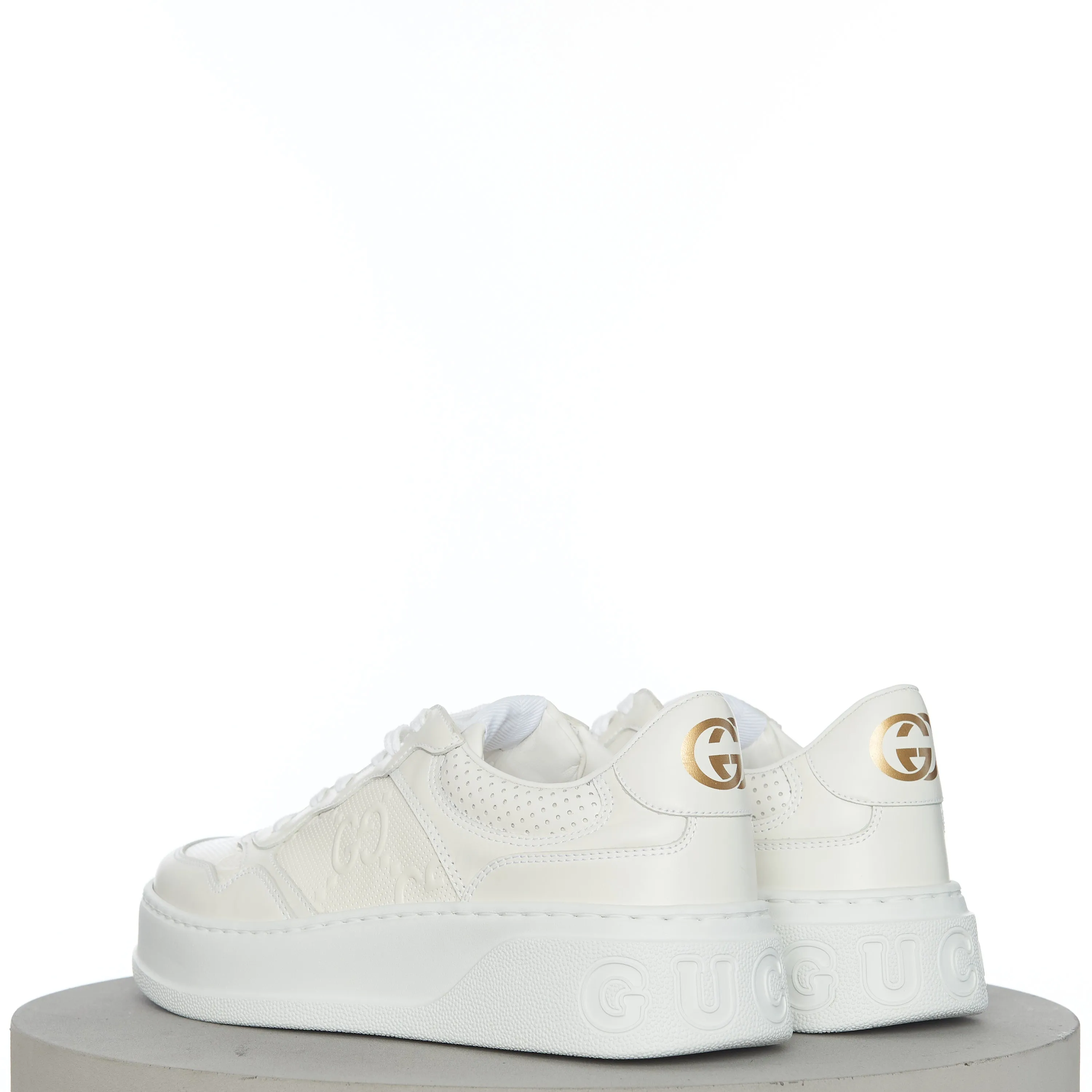 Men's GG Embossed Sneaker In White Leather