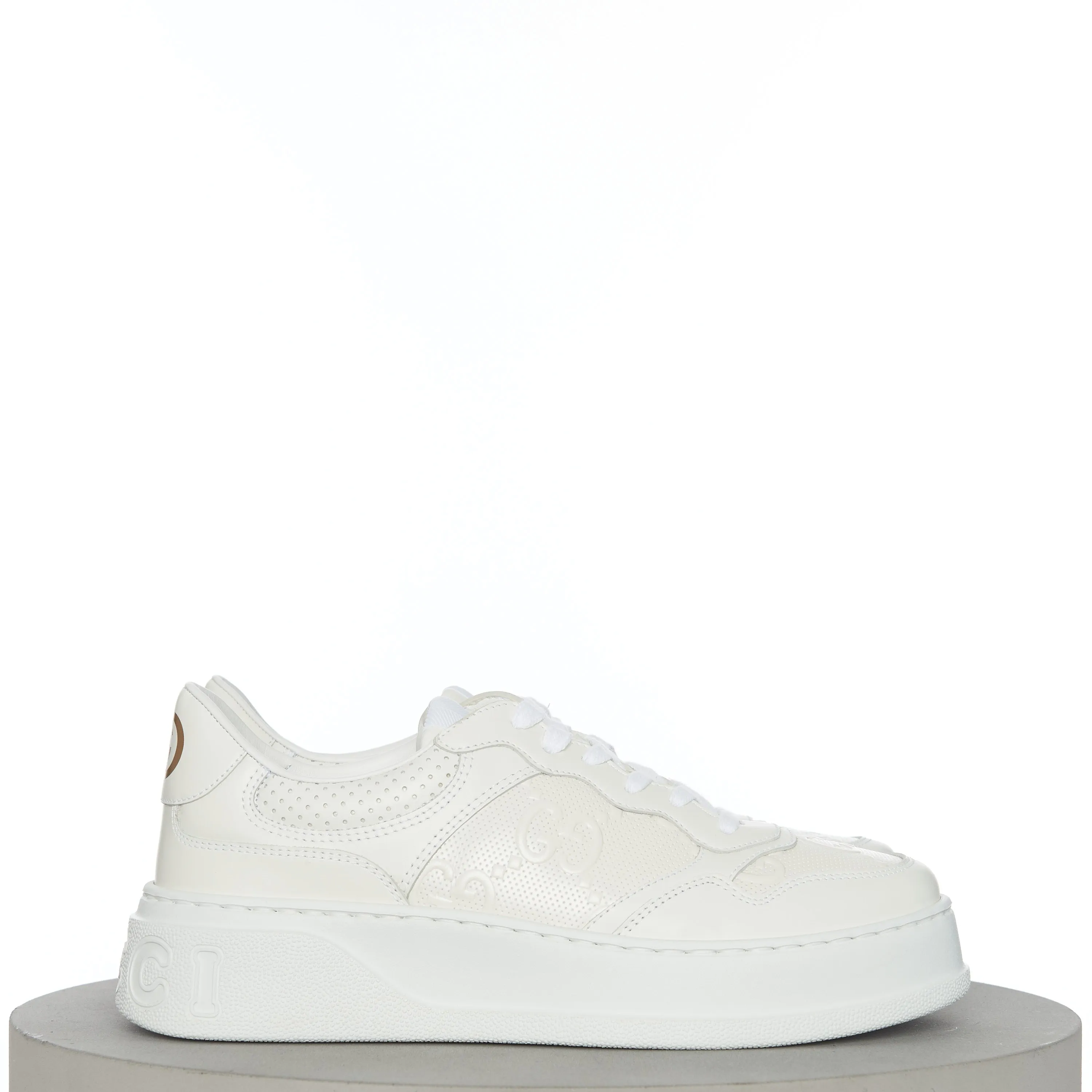 Men's GG Embossed Sneaker In White Leather