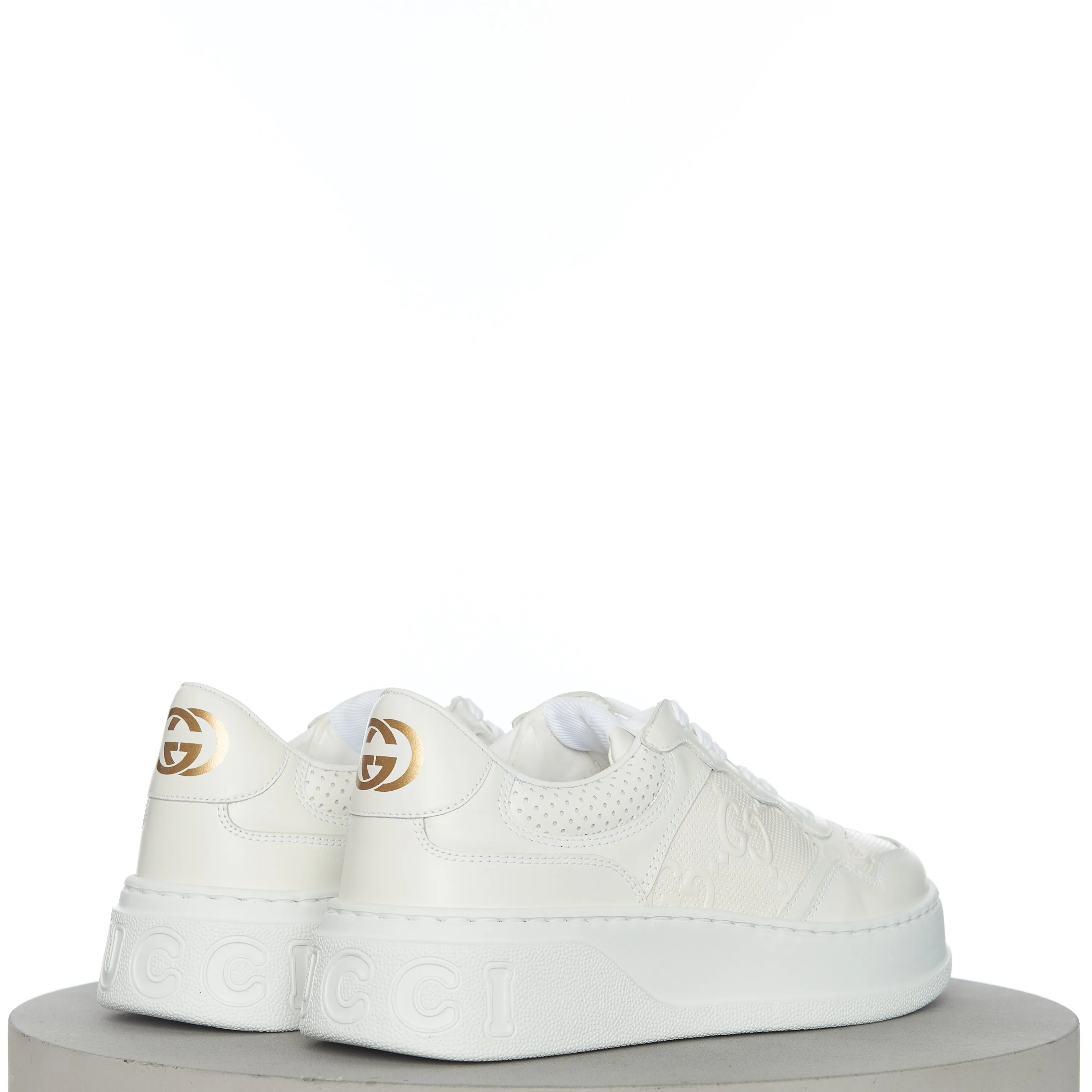 Men's GG Embossed Sneaker In White Leather