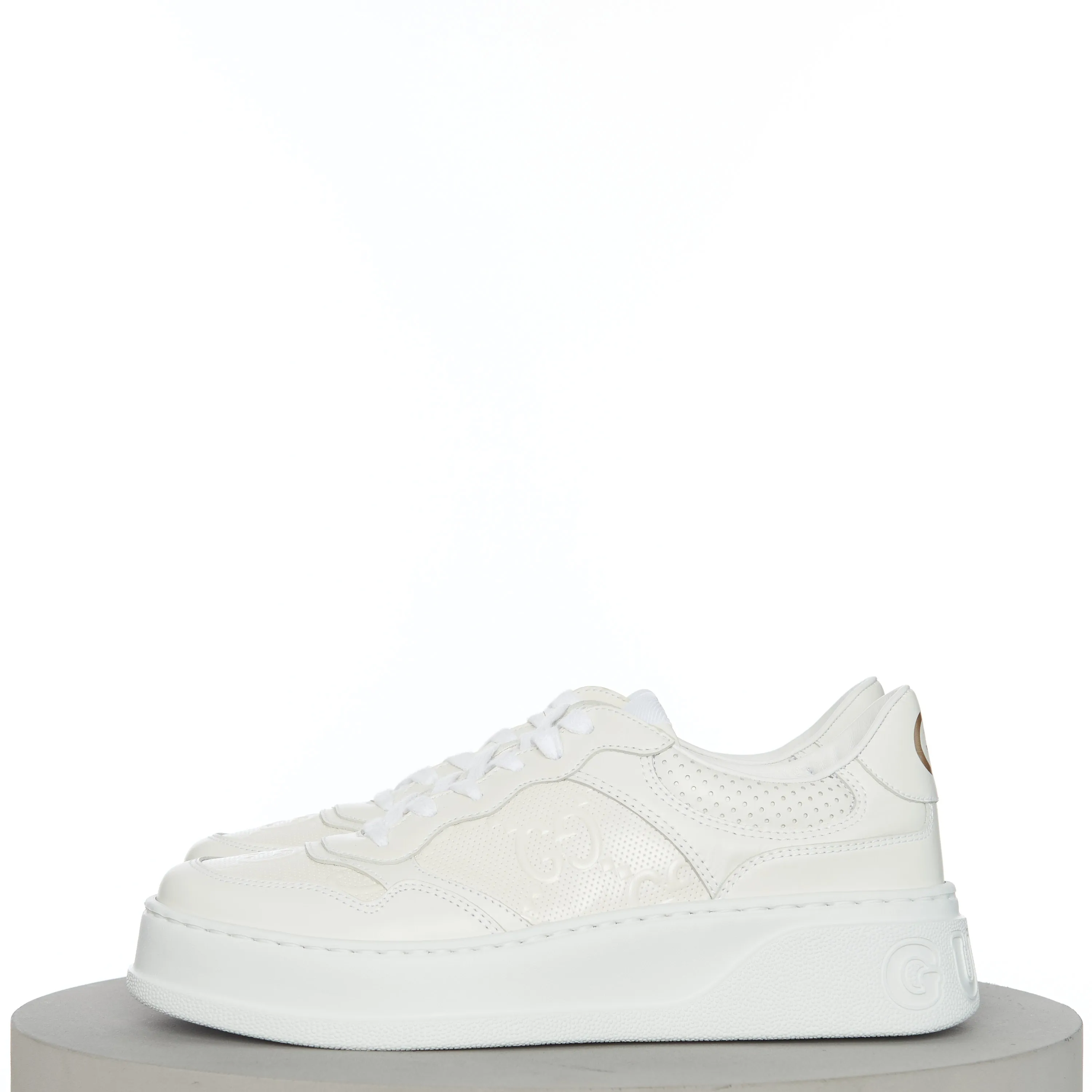 Men's GG Embossed Sneaker In White Leather