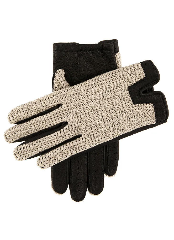 Men's Heritage Crochet-Back Peccary Leather Driving Gloves