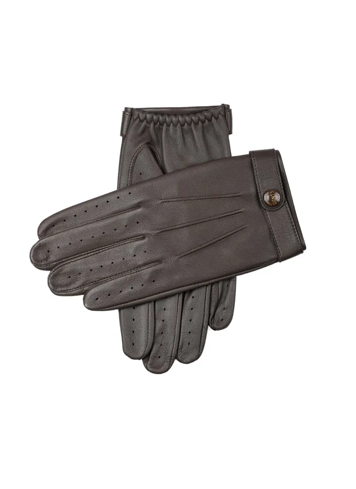 Three-Point Leather Driving Gloves for Men with Heritage Touchscreen Feature