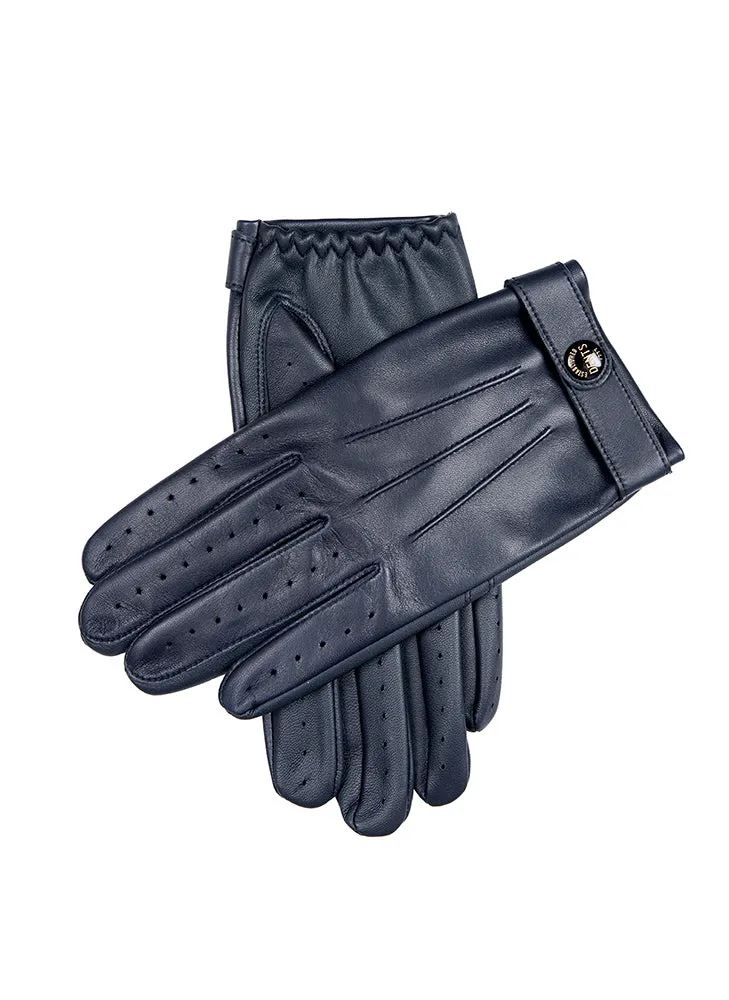 Three-Point Leather Driving Gloves for Men with Heritage Touchscreen Feature