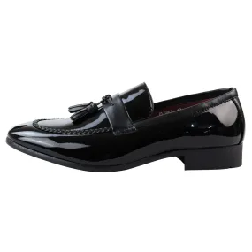 Men's Moccasin Loafers Patent Leather Lined Slip On Tassel Formal Dress Shoes