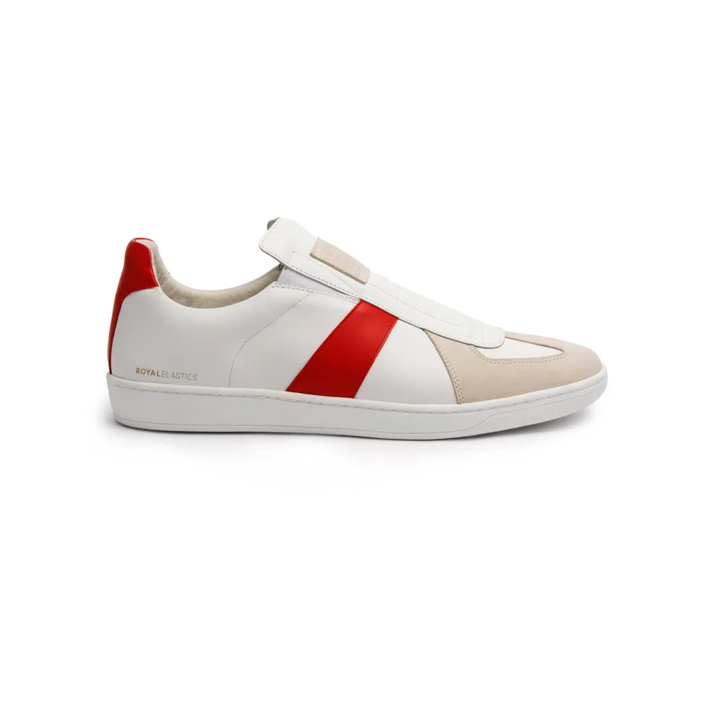 Men's Smooth White Red Leather Low Tops 01591-001