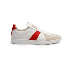 Men's Smooth White Red Leather Low Tops 01591-001