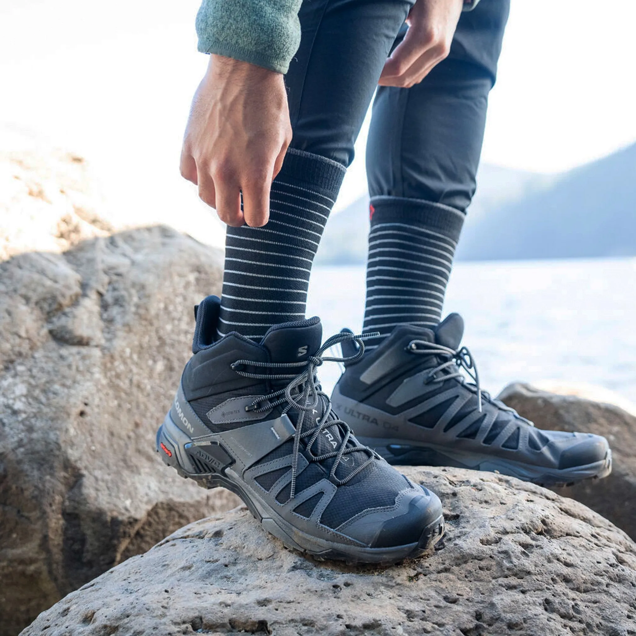 Men's Stripe Lightweight Crew Hiking Sock