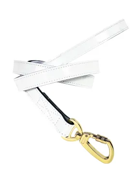 Octagon Dog Leash in White Patent & Gold