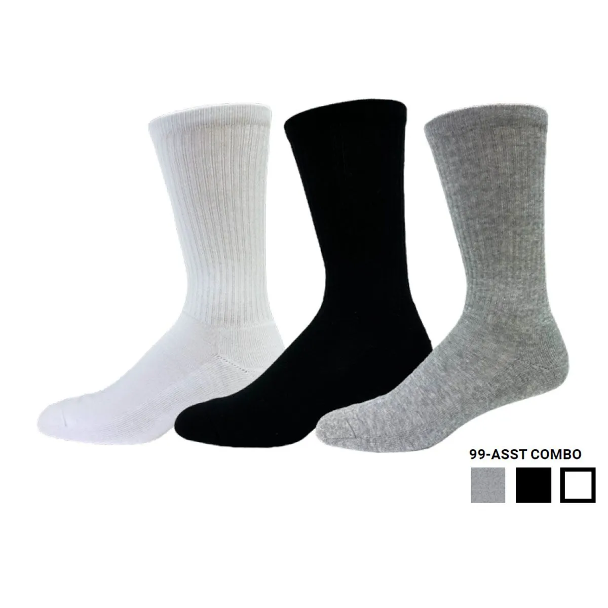 "90% Cotton Crew" Athletic Socks (3 Pairs) by KEY