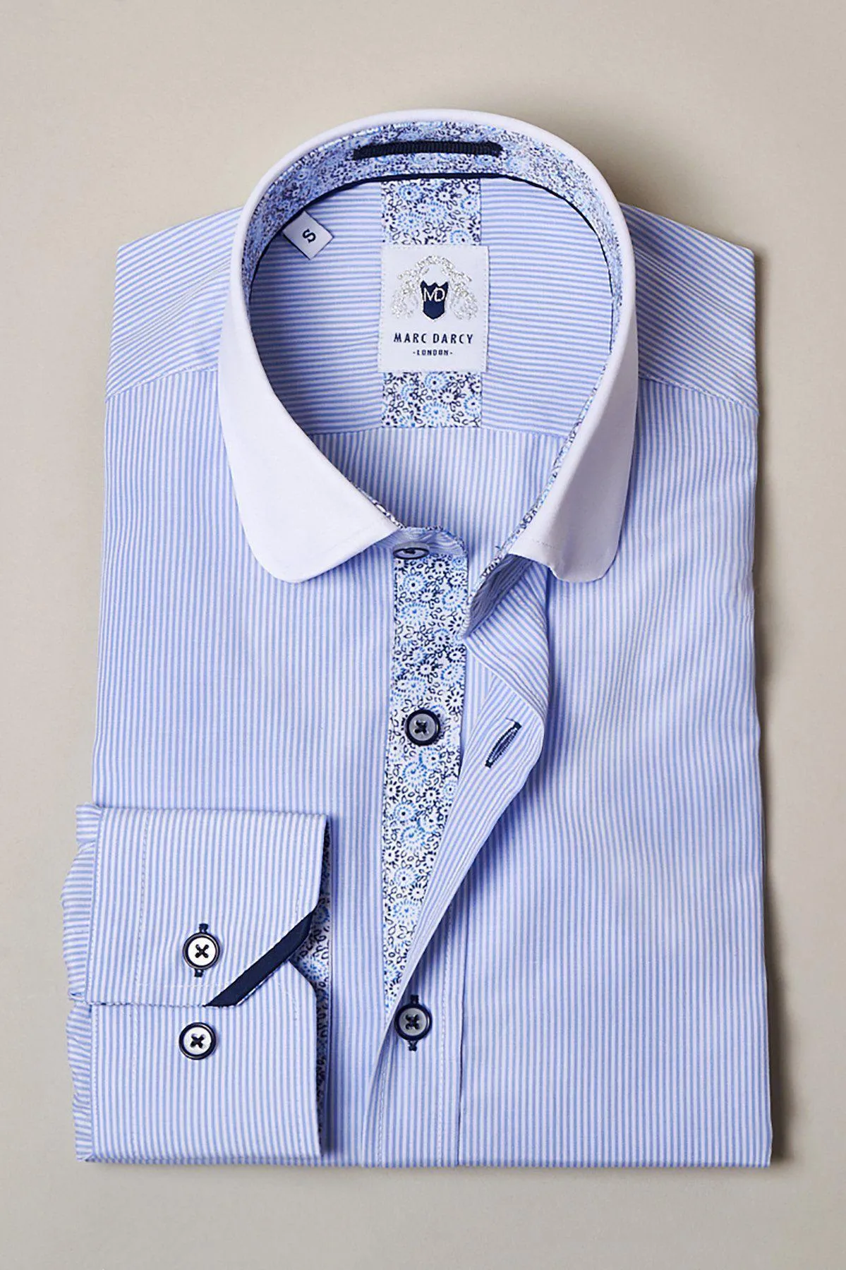 SHELBY - Sky Blue Stripe Penny Collar Shirt