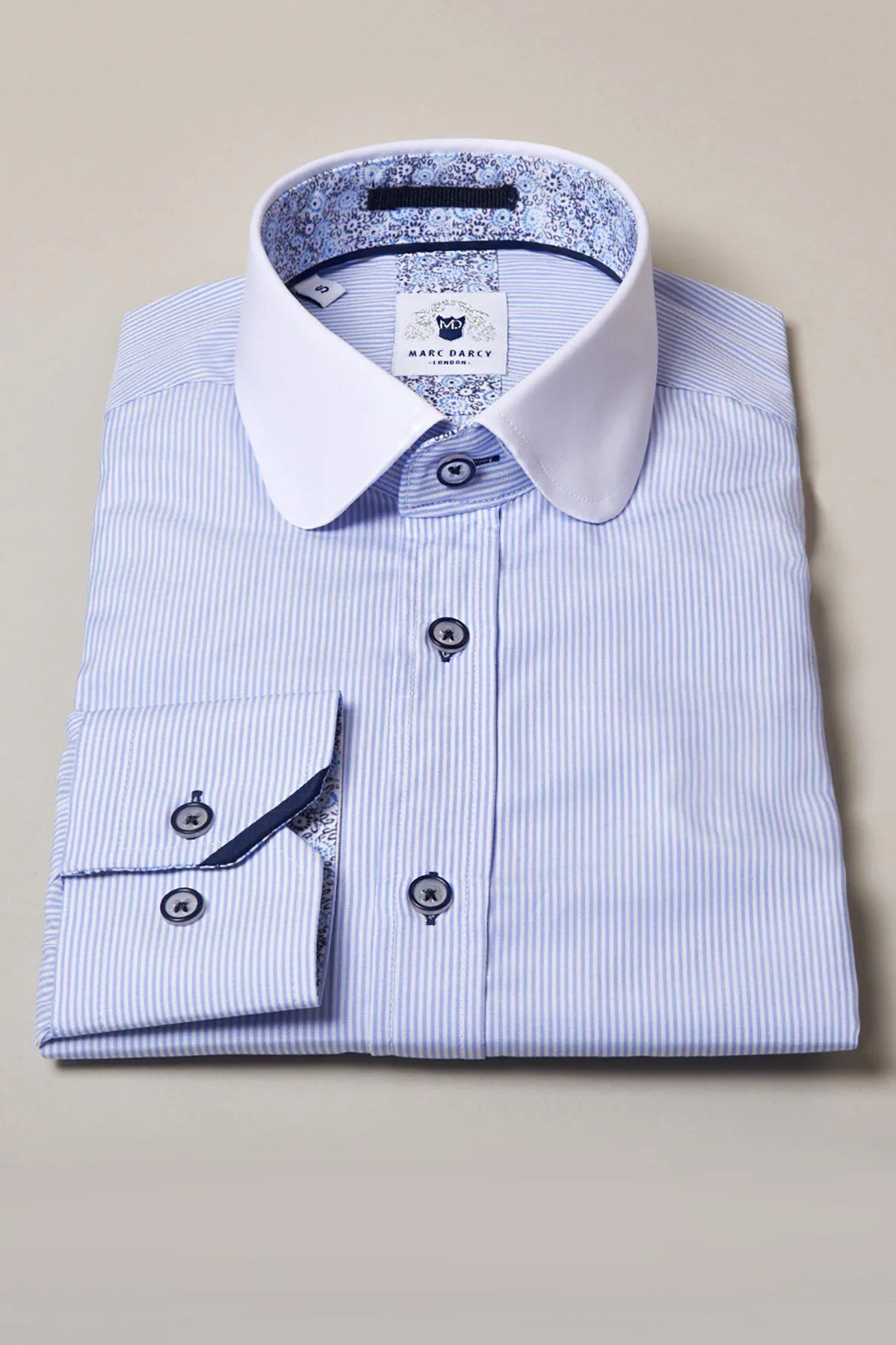 SHELBY - Sky Blue Stripe Penny Collar Shirt