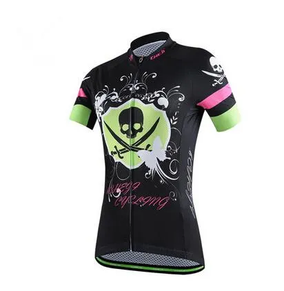 Tropical Skull Green Short Sleeve Cycling Jersey