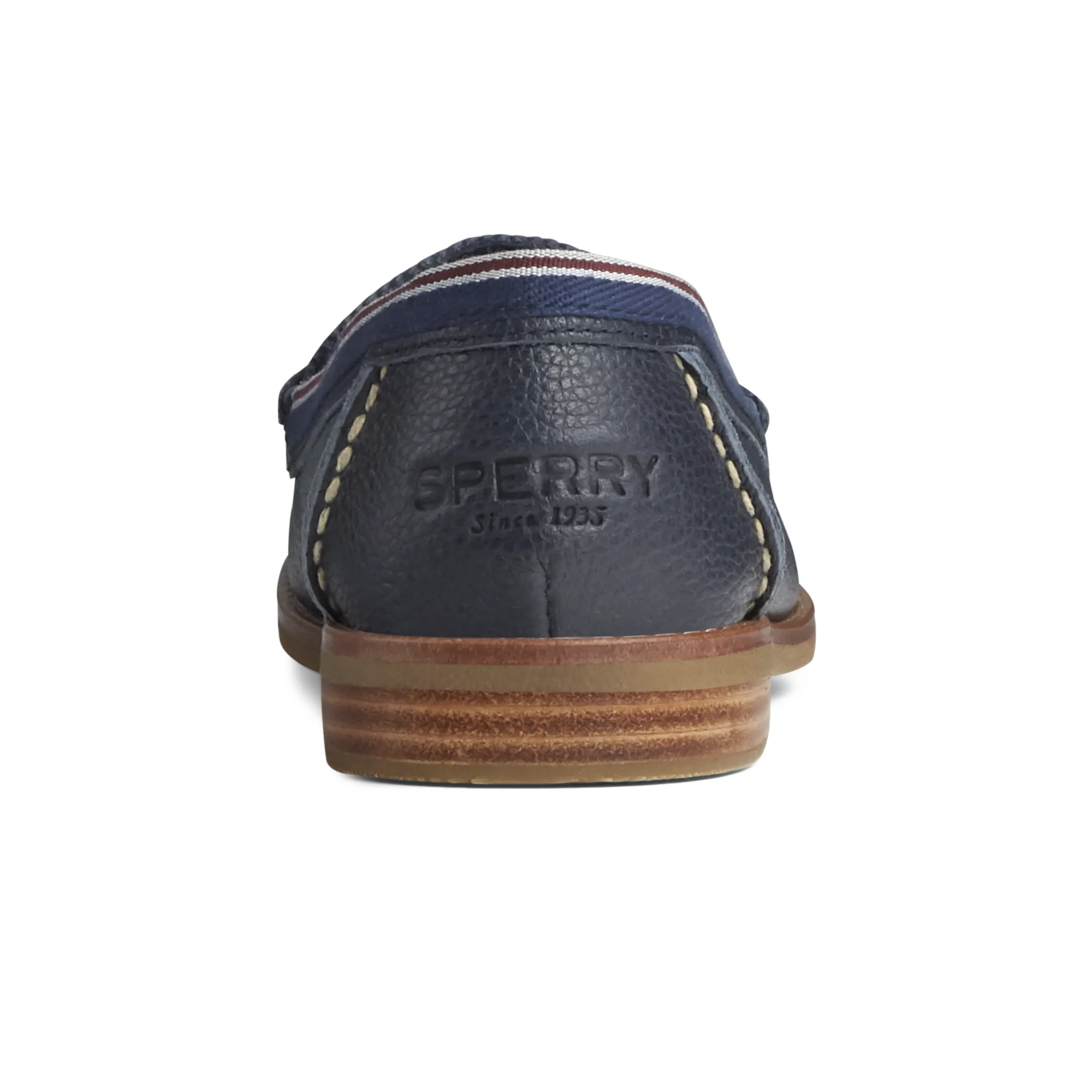 Women's Seaport Penny Tumbled Leather Navy Loafer (STS85433)