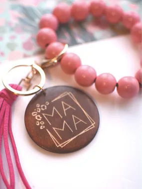 Wood Beaded MAMA Keyring